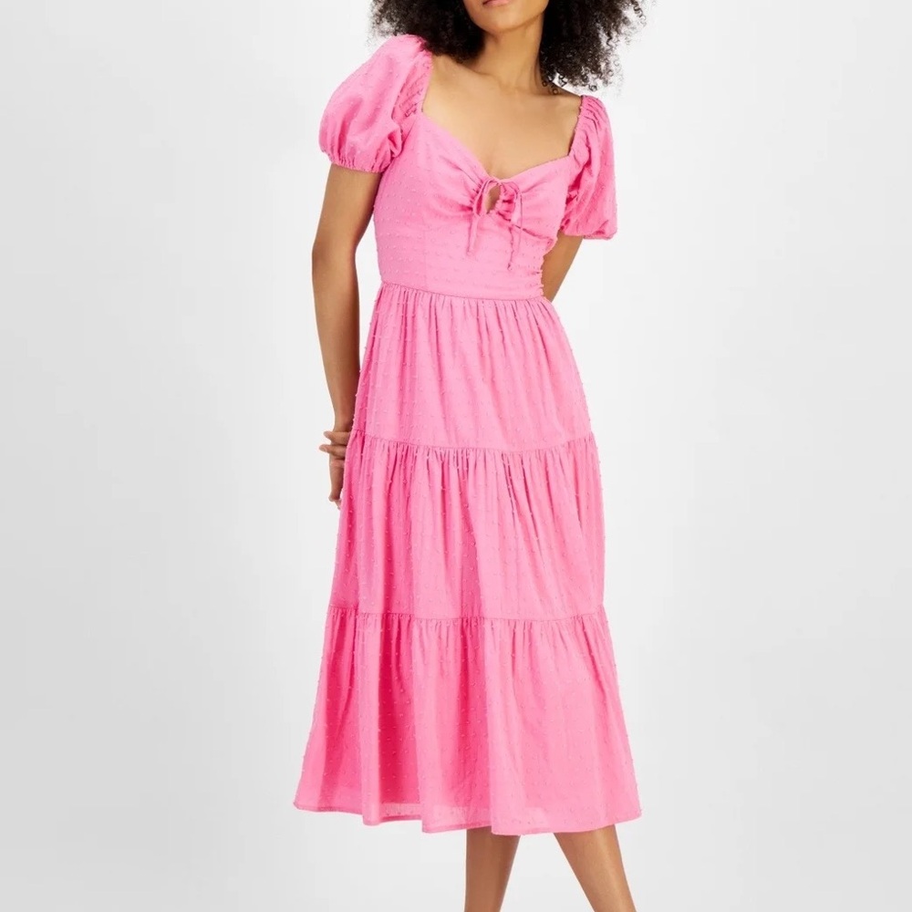 Kingston Pink Puff Sleeve Kids Dress